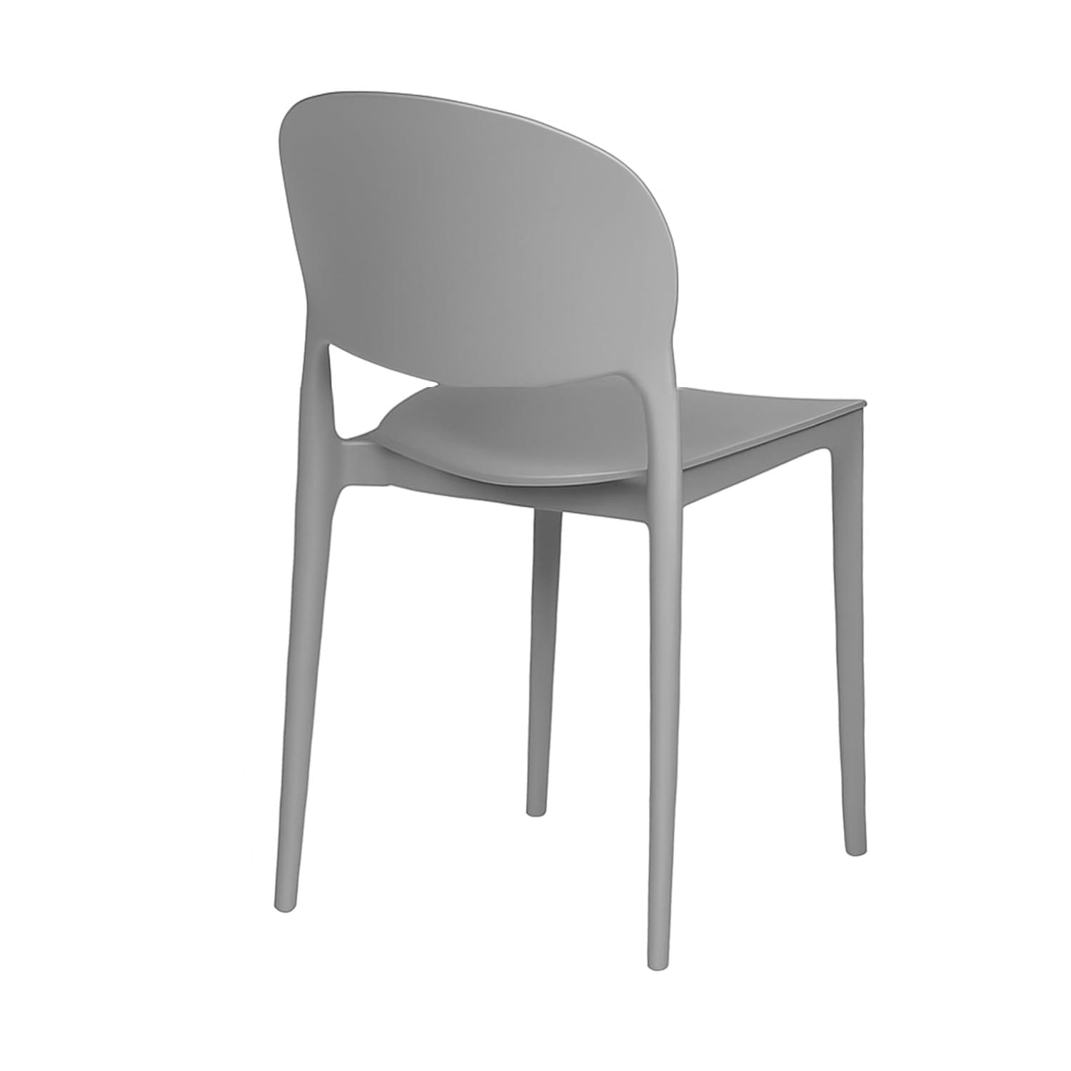 Retro sedia grigia in polipropilene con schienale ovale e seduta ergonomica