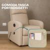 tasca-portaoggetti-poltrona-automatica-tortora chiaro Tasca portaoggetti laterale della poltrona relax reclinabile Dynamica in tessuto tortora chiaro
