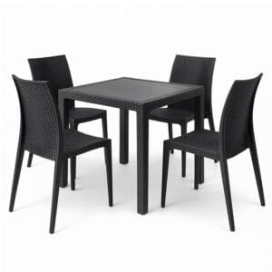 Set tavolo e sedie da giardino rattan color antracite