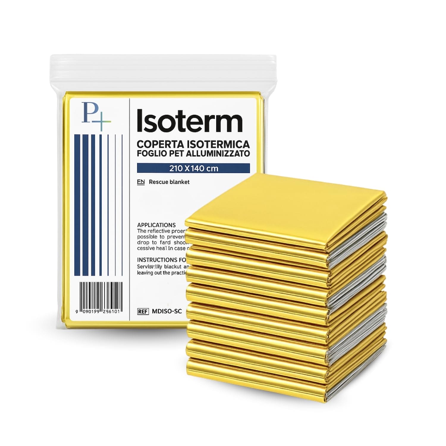Coperta isotermica monouso oro e argento 140x210 cm per emergenze e primo soccorso