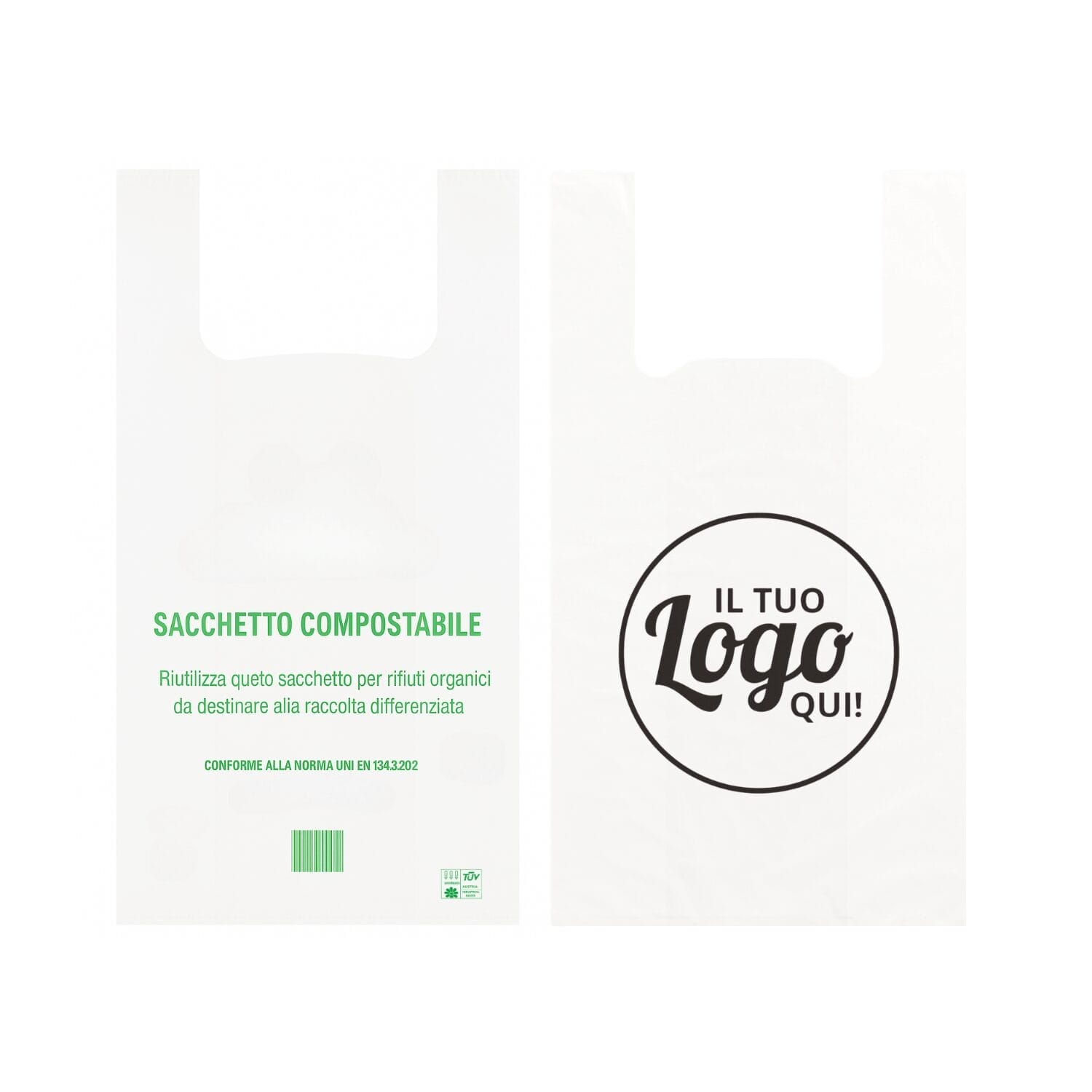 frotne-retro-shopper-personalizzabile-biodegradabile Soffietto laterale shopper compostabile bianca bio con certificazioni