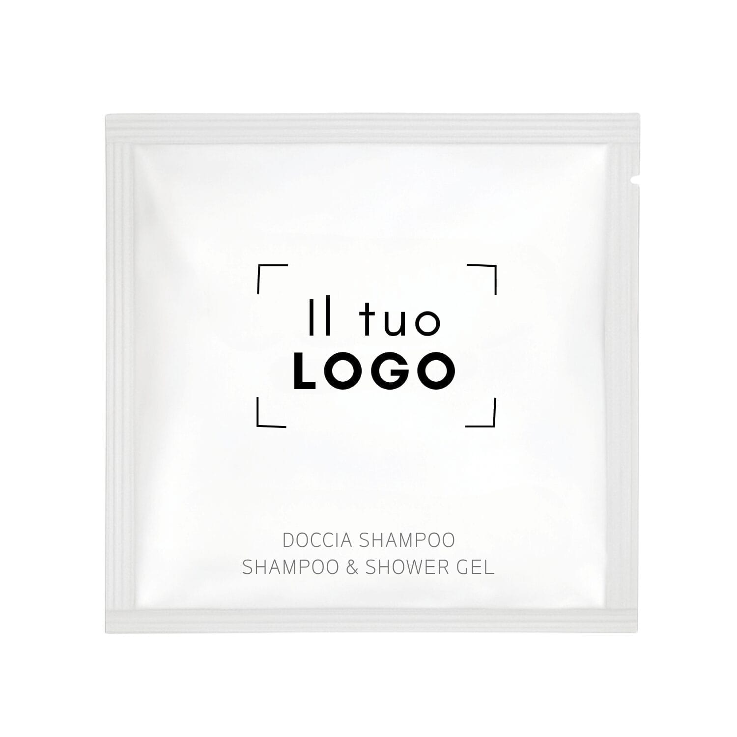 Bustina shampoo doccia monodose 10 ml personalizzabile con logo aziendale