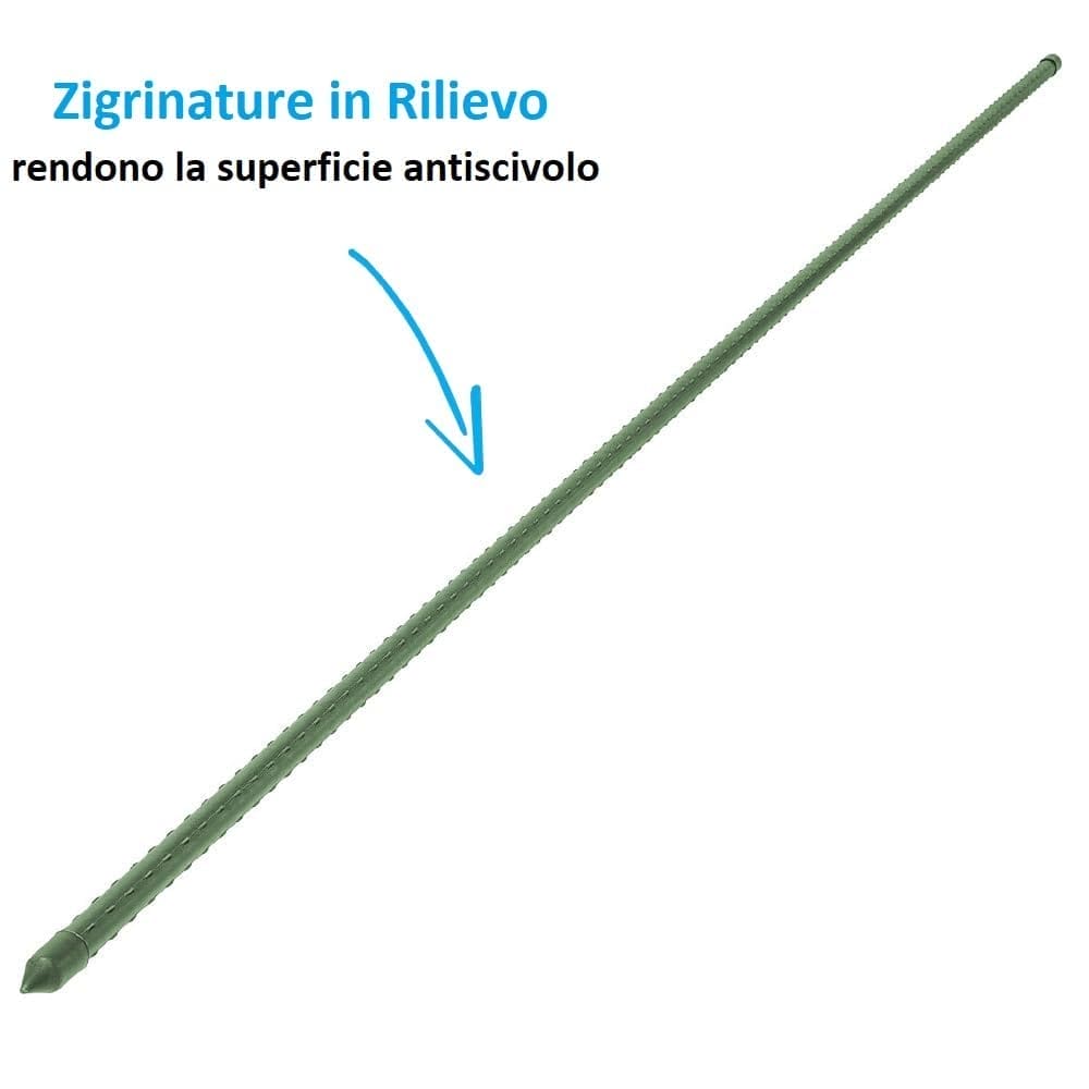 Canna verde acciaio 240 cm superficie zigrinata antiscivolo
