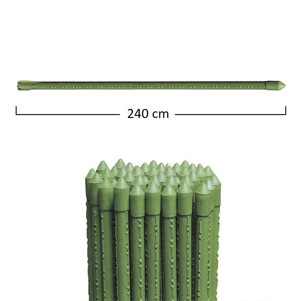 Stecche sostegno piante acciaio 240 cm rivestite in plastica verde