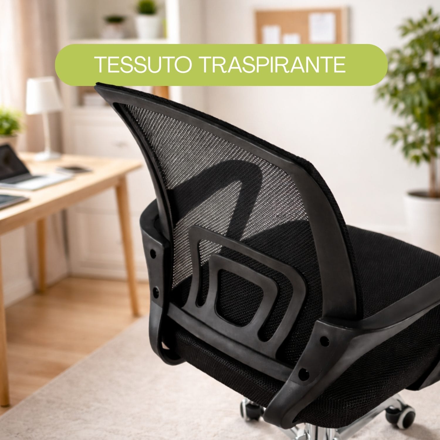 sedia da ufficio nera tessuto Schienale in rete traspirante nera per sedia da ufficio ergonomica con supporto lombare