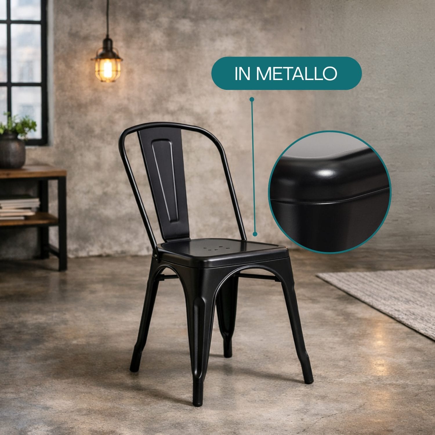 sedie industry metallo Sedia Industry in metallo nero con struttura robusta e finitura liscia