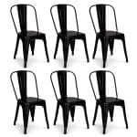 Set 6 sedie Industry in metallo nero stile industriale impilabili