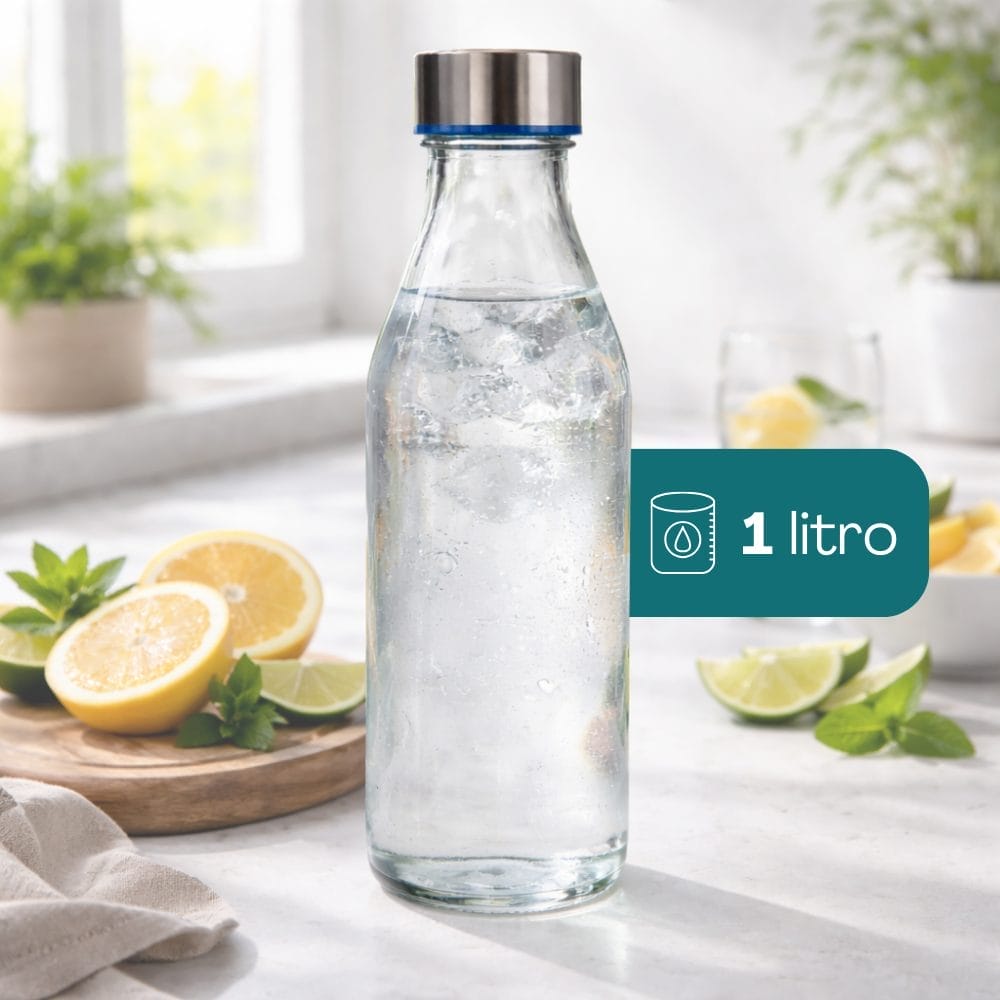 bottiglie vetro 1l capacità Bottiglia in vetro 1 litro con tappo a vite, chiusura ermetica, bottiglia acqua e succo
