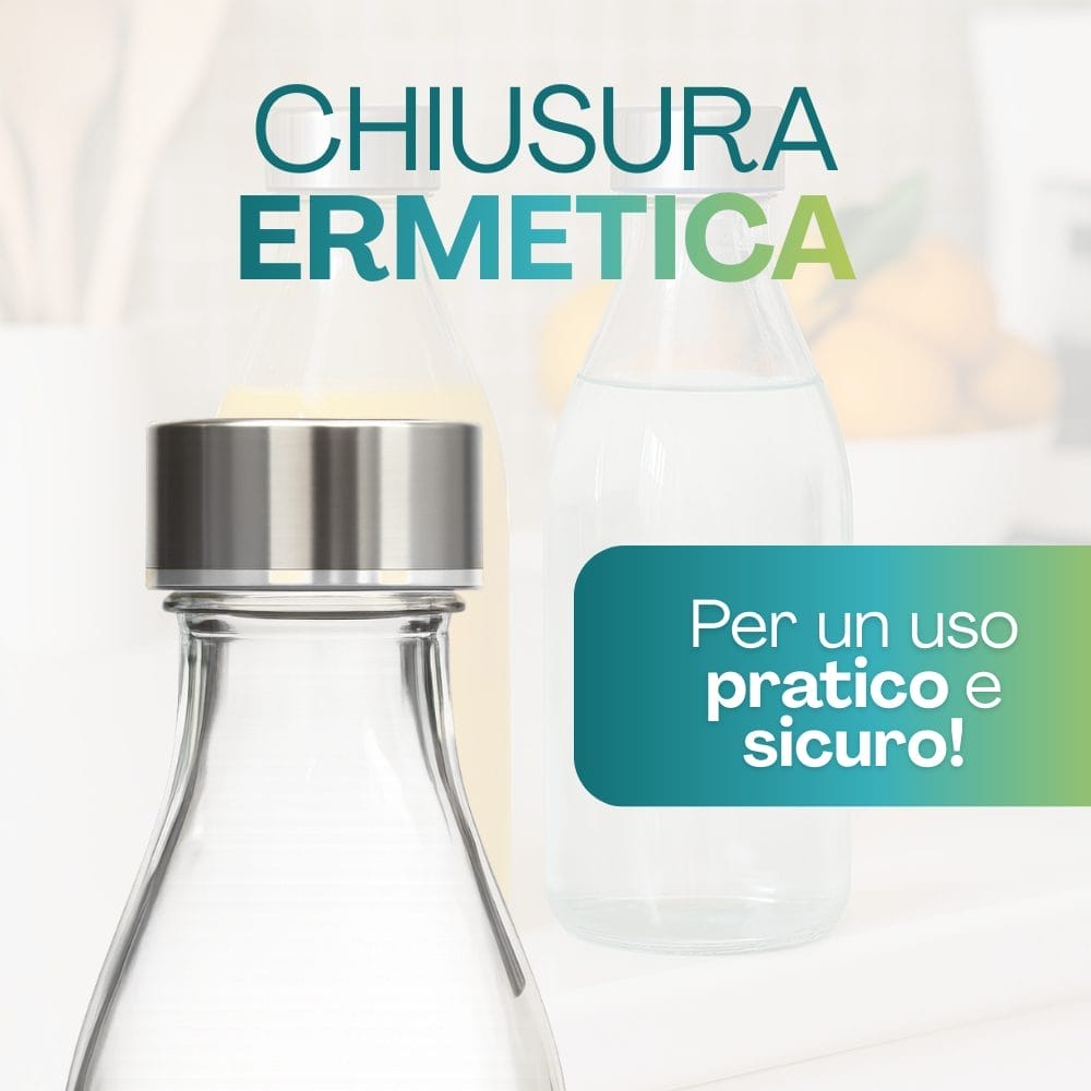 Bottiglia vetro 1 litro con tappo a vite ermetico, design resistente per acqua e bevande