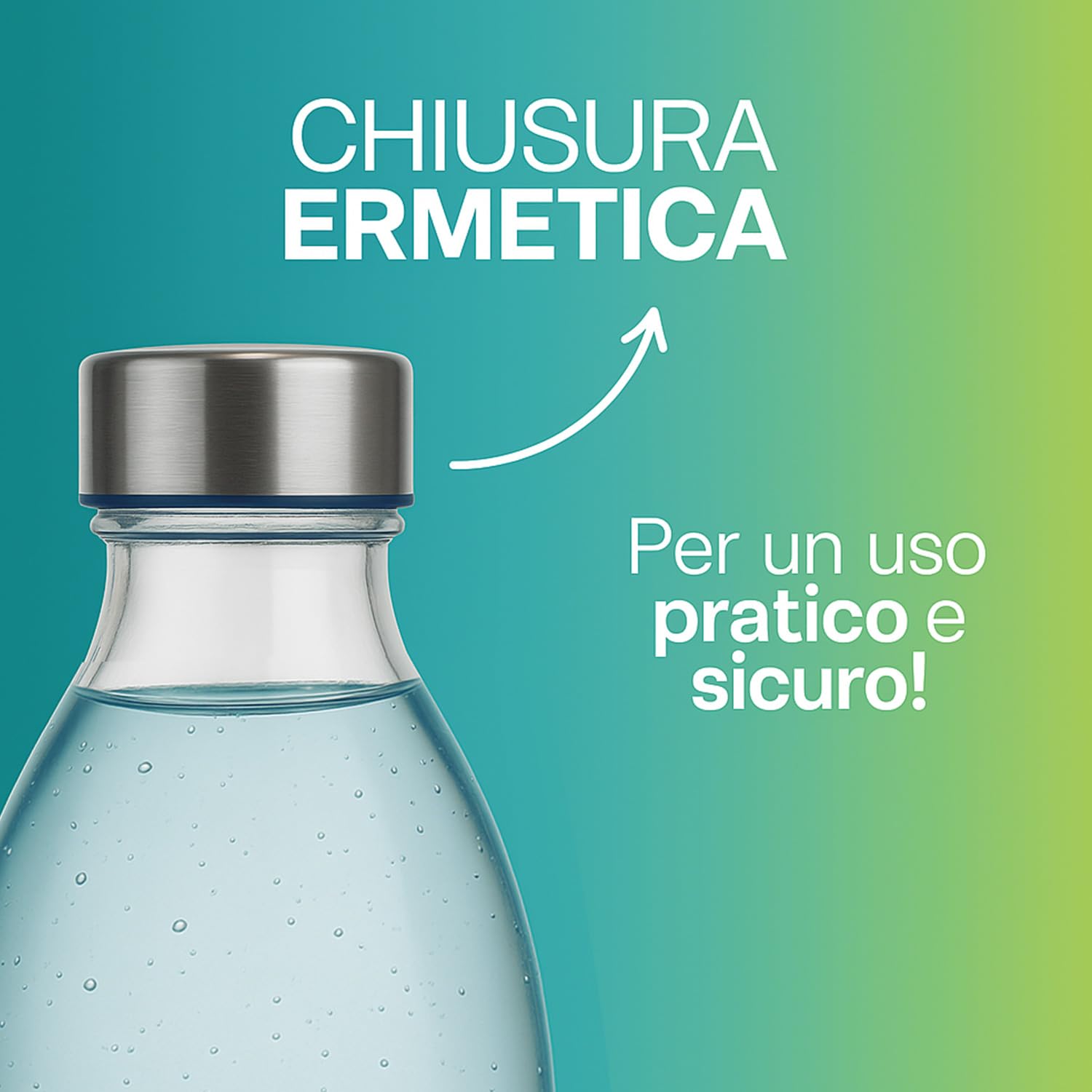 Bottiglia in vetro 1 litro con tappo a vite ermetico in acciaio pratico e sicuro