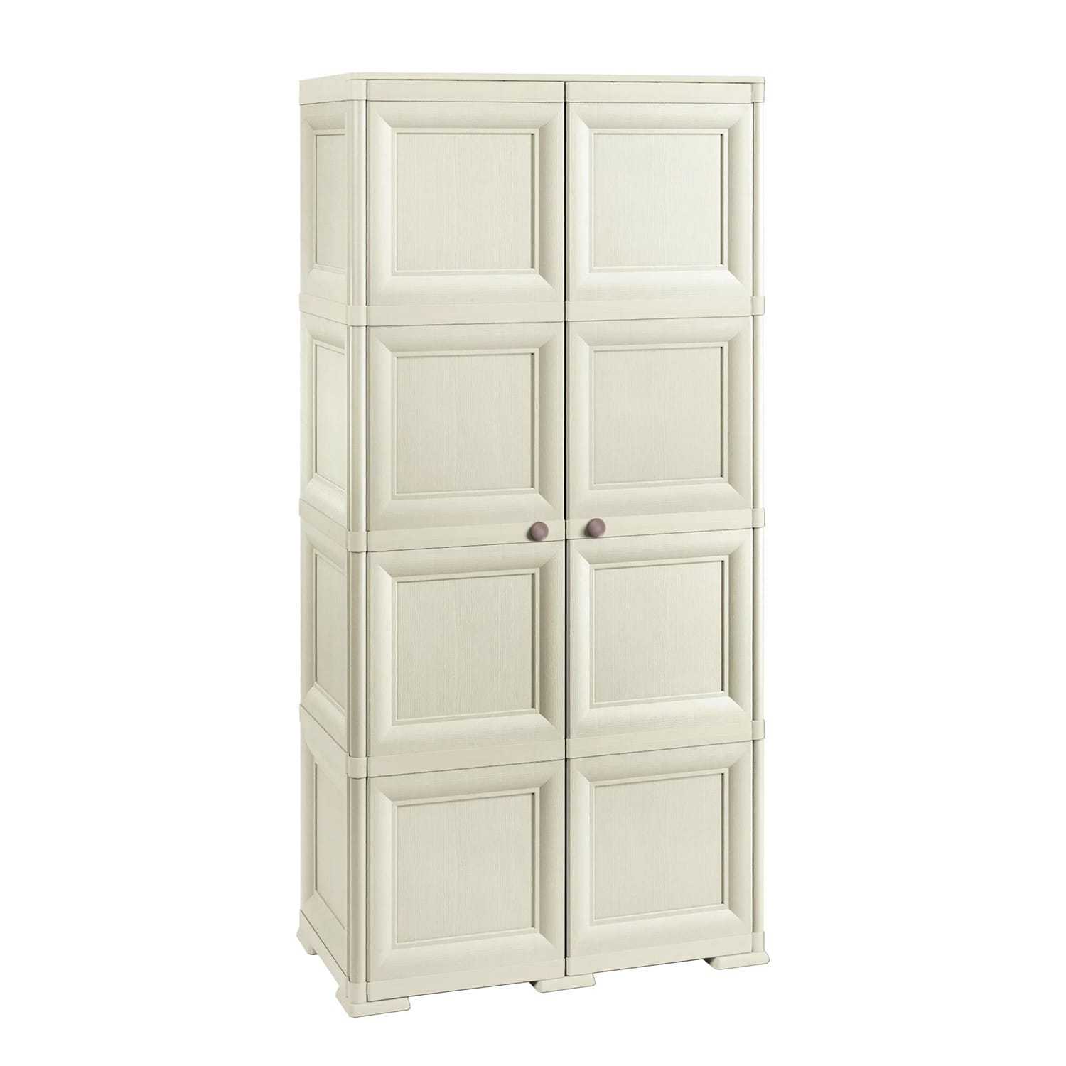 Mobile portascope in plastica effetto legno beige a 2 ante con scomparti