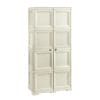 Mobile portascope in plastica effetto legno beige a 2 ante con scomparti