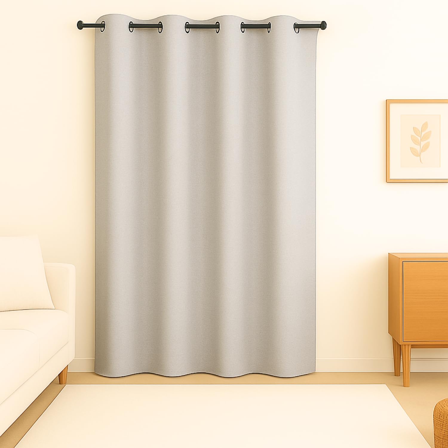 Tenda grigia moderna con occhielli in metallo per soggiorno o camera da letto