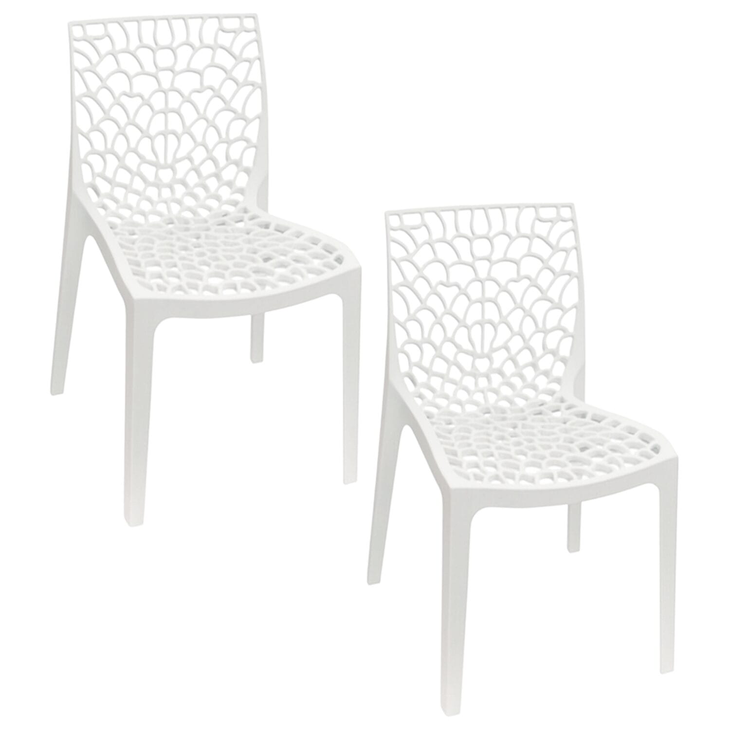 SEDIE TRAFORATE GRUVYER - FOTO DESCRITTIVE (2) set 2 Sedie Gruvyer bianche Grandsoleil in plastica resistente