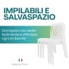 Sedie impilabili salvaspazio GRANDSOLEIL in polipropilene bianco Made in Italy