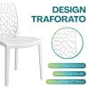 Sedia GRANDSOLEIL bianca in polipropilene con design traforato, facile da pulire e ventilata