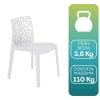 Sedia GRANDSOLEIL bianca in polipropilene traforato peso 3,8 kg portata massima 110 kg