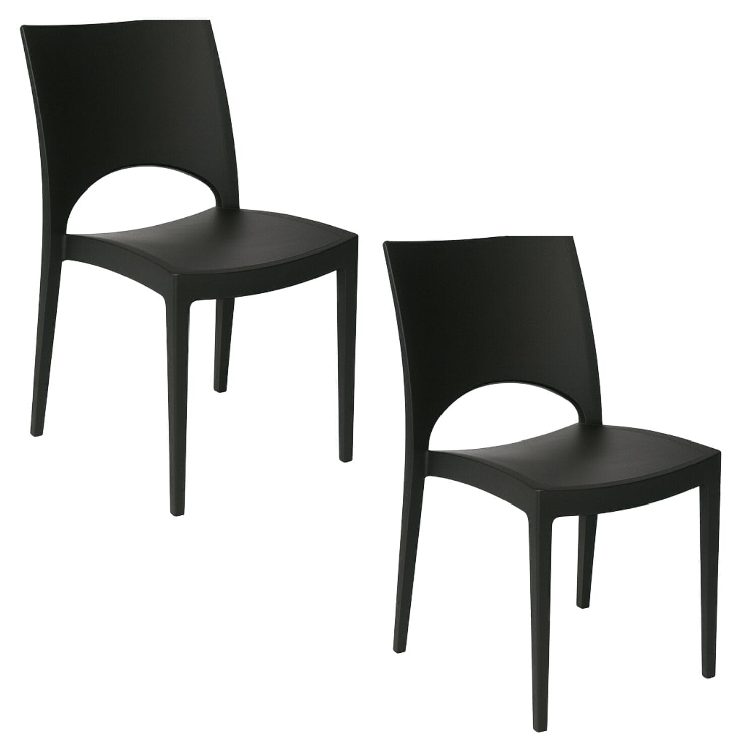 2 Sedie moderne in polipropilene antracite con design ergonomico impilabile GRANDSOLEIL