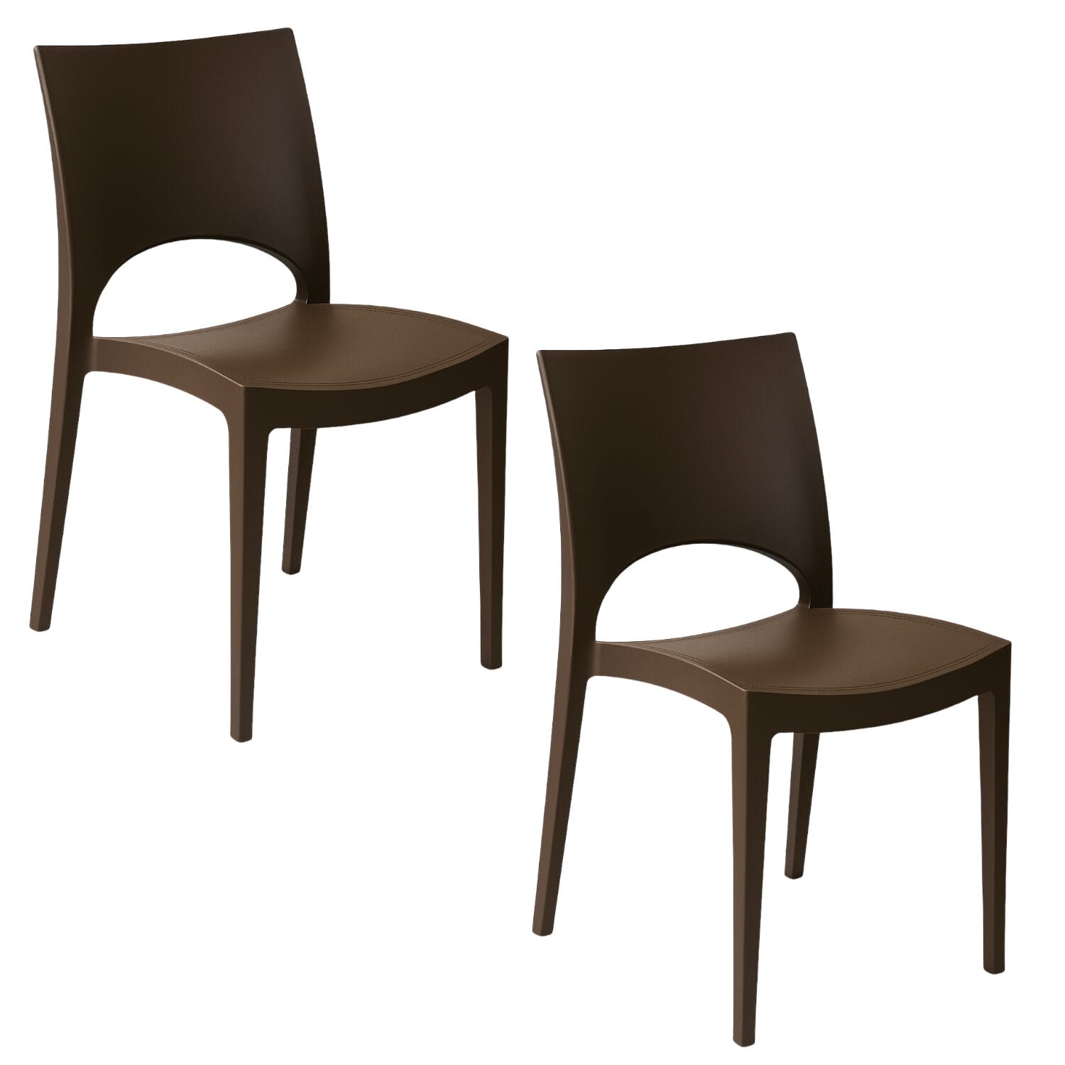 principale-2-pezzi-moka Set 2 sedie Paris in polipropilene moka GRANDSOLEIL design moderno per interni ed esterni Paluplus