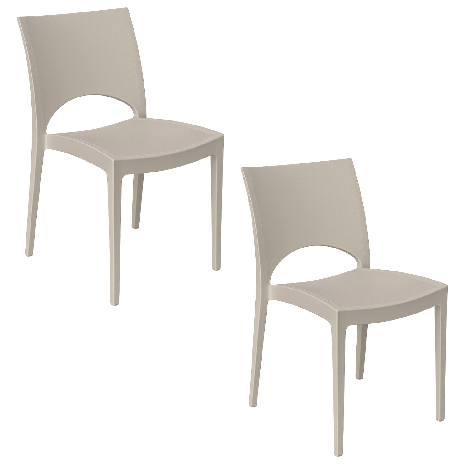 Set 2 sedie Paris in polipropilene avorio GRANDSOLEIL design moderno per interni ed esterni