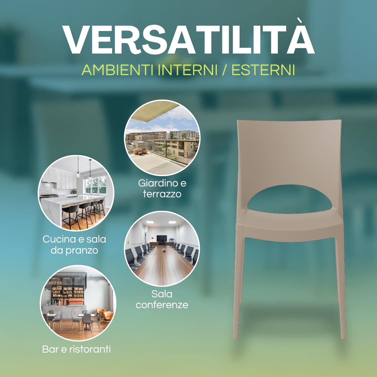 Sedia Paris avorio GRANDSOLEIL per cucina, sala da pranzo, giardino e terrazzo Paluplus