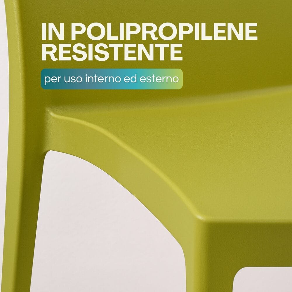 sedia-venice-verde-polipropilene Dettaglio sedia Venice verde anice in polipropilene resistente per uso interno ed esterno