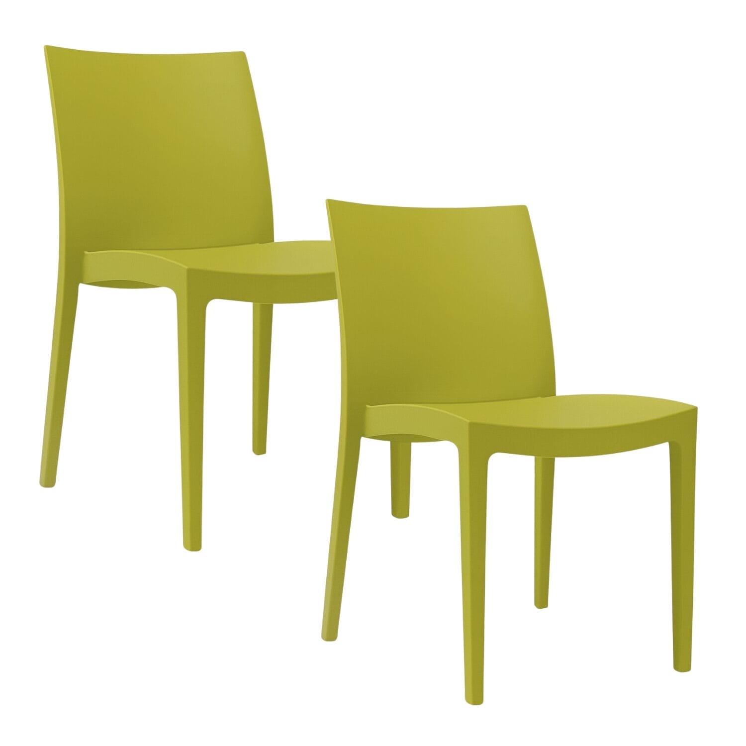 Set 2 sedie Venice verde anice in polipropilene impilabili per interno ed esterno