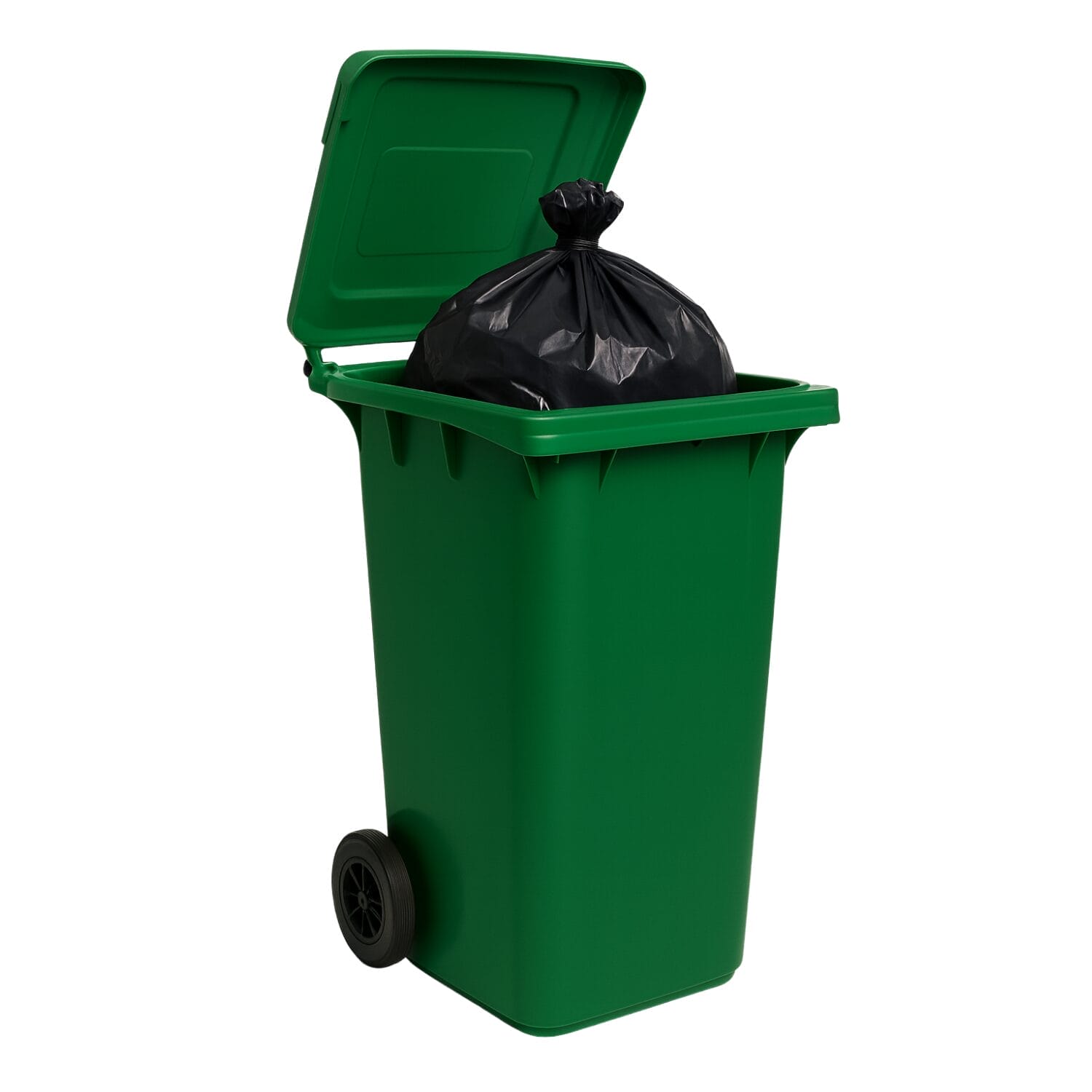 Schema dimensionale bidone rifiuti 120L verde in polipropilene con misure 93x55x48 cm