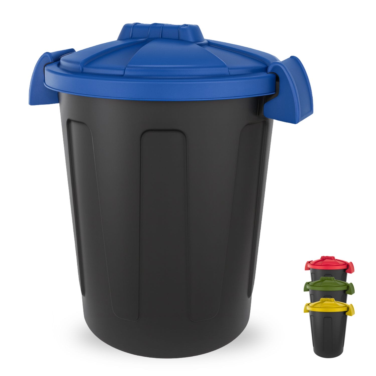 bidone spazzatura 120 litri con ruote in plastica resistente coperchio blu per raccolta differenziata uso esterno