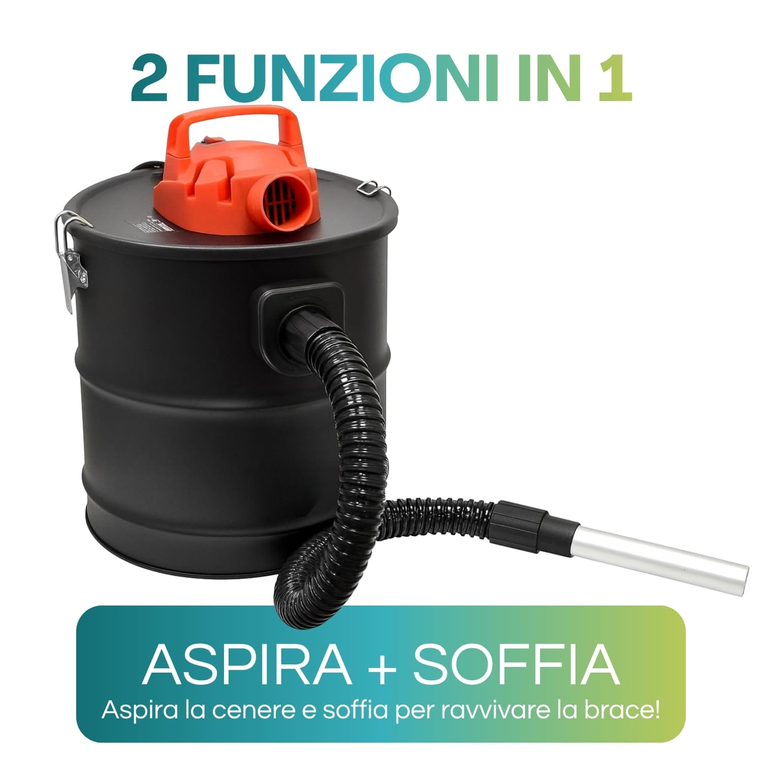 Aspiracenere 2 in 1 Paluplus con funzione soffiante per ravvivare la brace di barbecue e camini