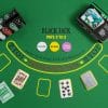 coreografica-set-poker tappeto poker verde con fiches, carte e bottoni da gioco per Texas Hold’em