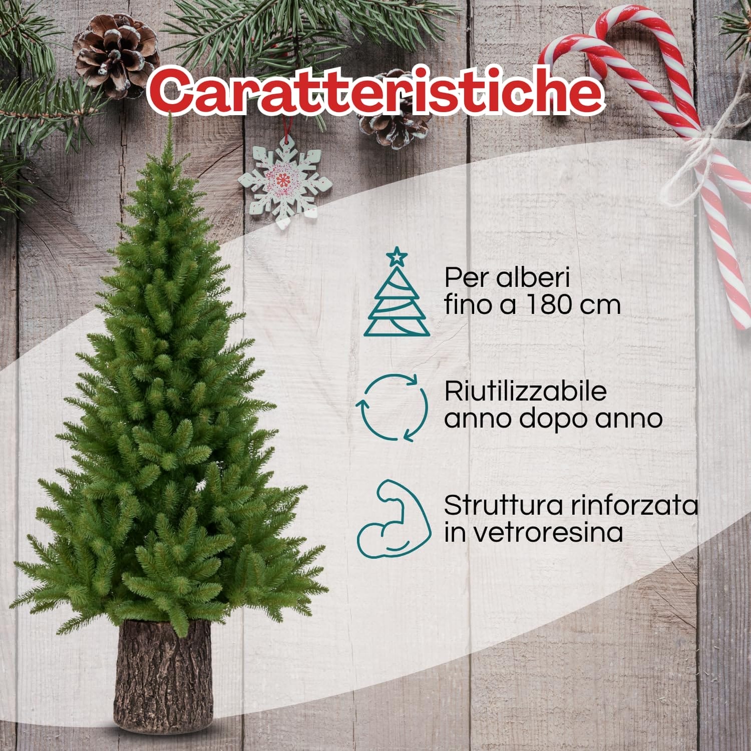 Base per albero di Natale Paluplus, adatta per alberi fino a 180 cm, riutilizzabile e con struttura rinforzata in vetroresina.