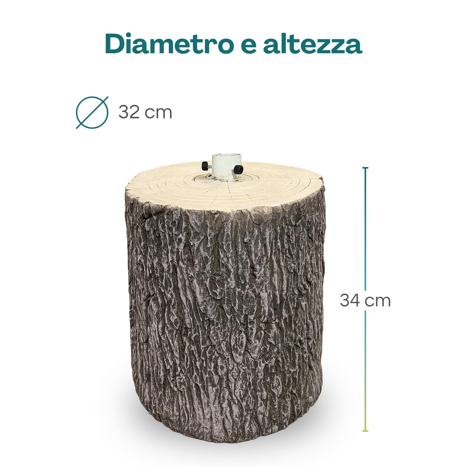 Base per albero di Natale effetto tronco Paluplus, diametro 32 cm e altezza 34 cm, supporto stabile in vetroresina.