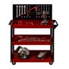 portattrezzi-principale (1) Carrello portautensili in acciaio verniciato rosso e nero con pannello forato