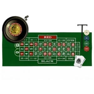 Set gioco da tavolo con roulette e carte da poker