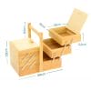 Cestino portacucito in legno 34x23x29 cm con apertura a 3 livelli