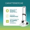 portapacchi a 2 ruote caratteristiche Carrello portapacchi con 2 ruote, pedana pieghevole e struttura in alluminio leggero