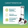 portapacchi a 6 ruote caratteristiche Carrello saliscale 6 ruote in alluminio con pedana pieghevole e struttura leggera