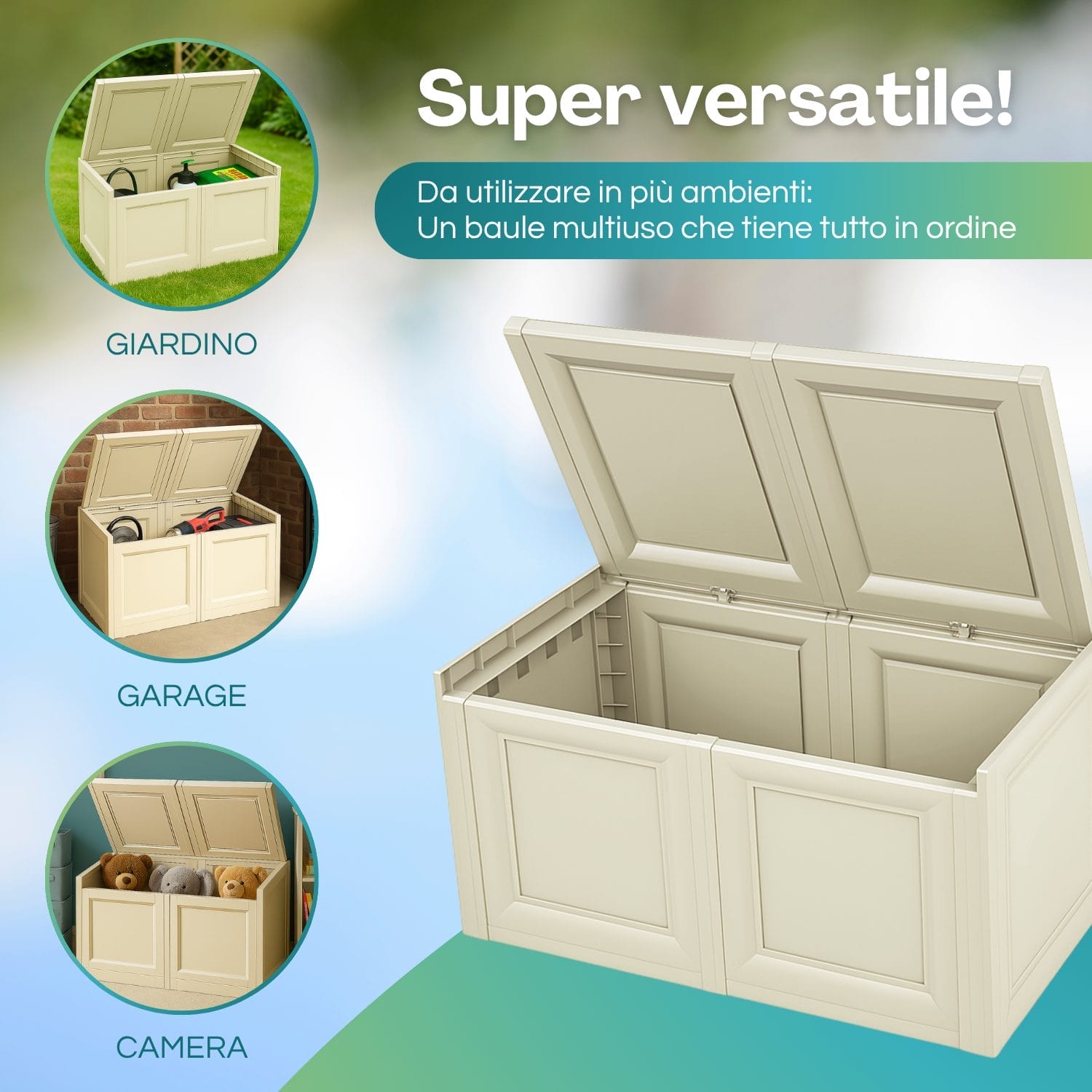 Baule multiuso Paluplus 2 moduli per giardino garage e camera