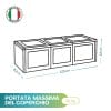 baule tontarelli grande Disegno tecnico baule portaoggetti 3 moduli 125x40x42 cm con misure e icona Made in Italy