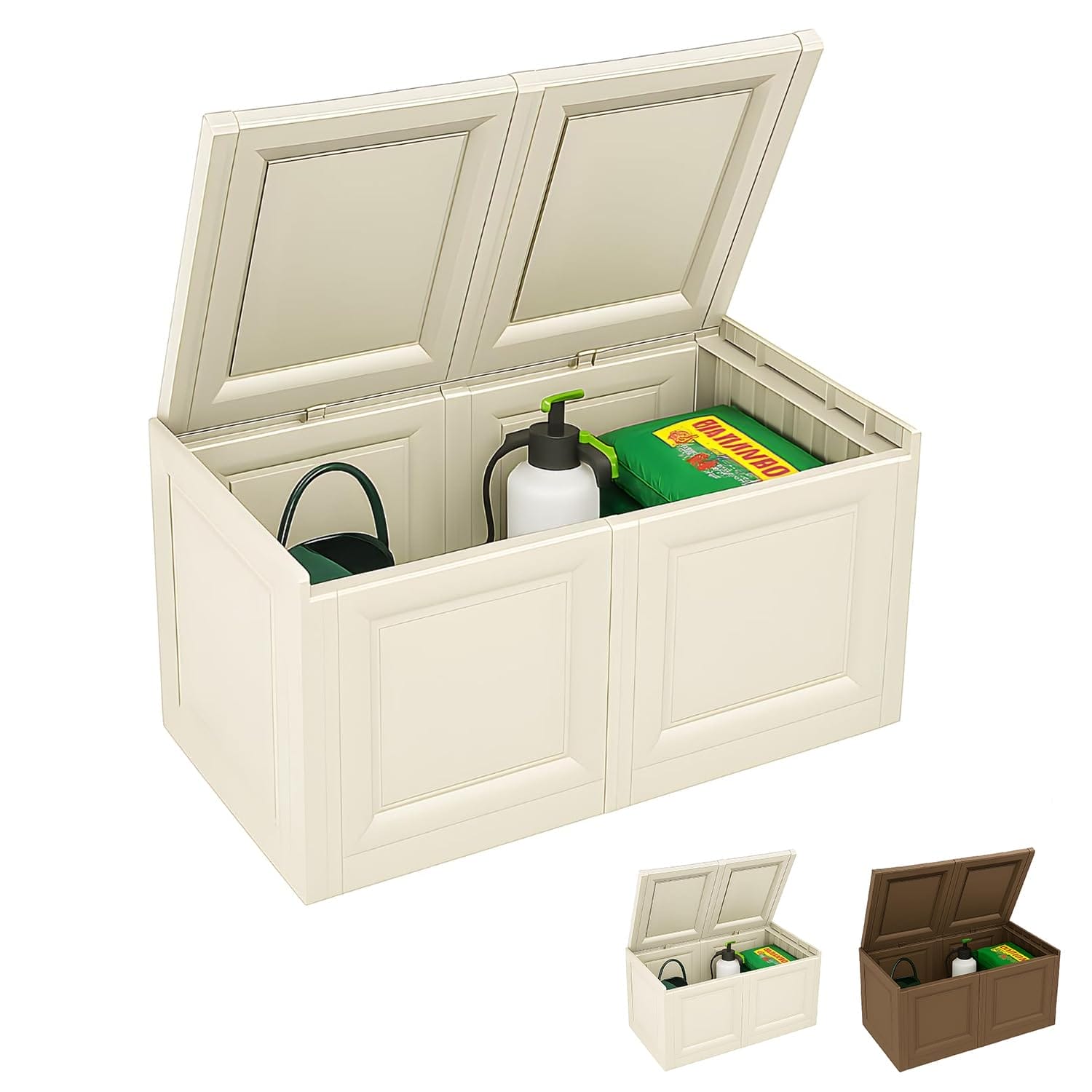 Baule contenitore in plastica angora effetto legno con portata 30 kg