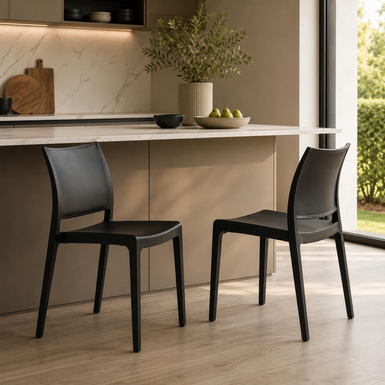 Sedie Nizza antracite moderne per cucina e giardino in polipropilene resistente