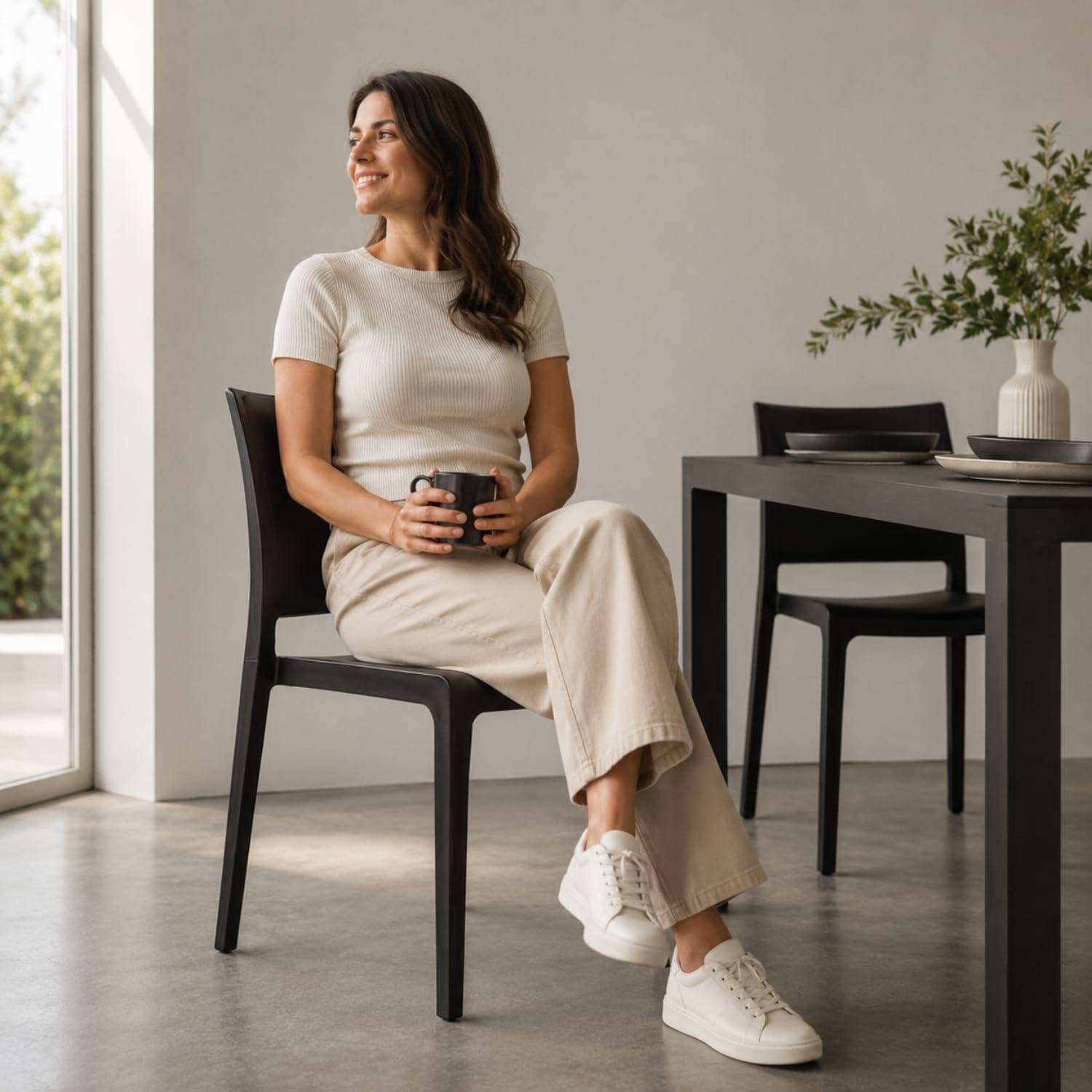 Sedia Nizza antracite con seduta ergonomica per cucina e sala da pranzo