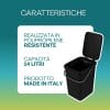 Pattumiera 14 litri in polipropilene resistente con coperchio e maniglia