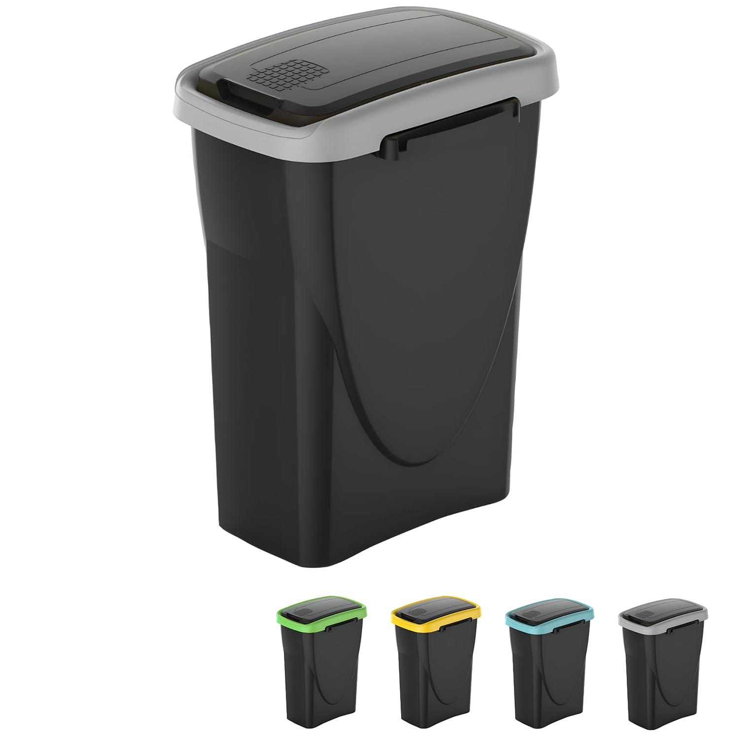 Bidone raccolta differenziata grigio 25L con coperchio basculante