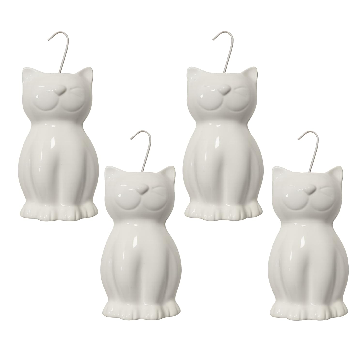 Evaporatori in ceramica a forma di gatto per termosifoni, set 4 umidificatori bianchi