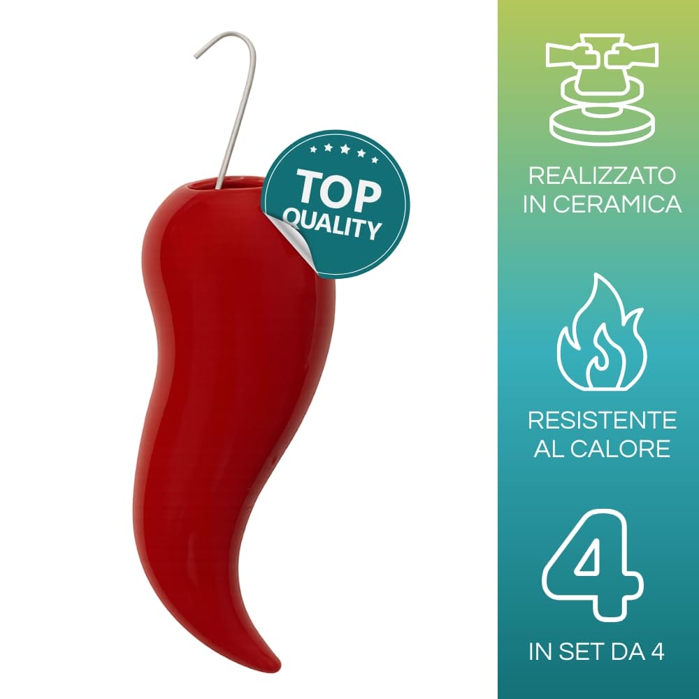 Evaporatore per termosifoni in ceramica rossa a forma di peperoncino, resistente al calore