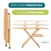altezza regolabile legno naturale Asse da stiro pieghevole in legno con altezza regolabile su 3 posizioni, struttura robusta e chiudibile