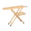 asse stiro naturale Asse da stiro pieghevole in legno naturale 140×35 cm con poggia ferro e ripiano inferiore, altezza regolabile in 3 posizioni