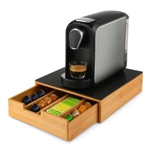 Cassetto porta capsule in legno di bamboo e vetro